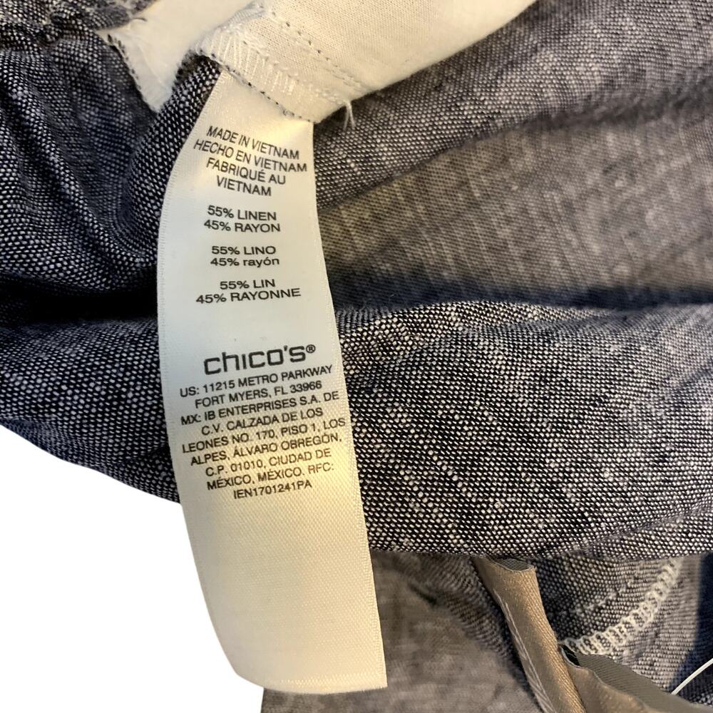 Chico's Linen Blend Popover Top and Linen Pull On Ankle Pant Set Size 12 - Picture 14 of 15